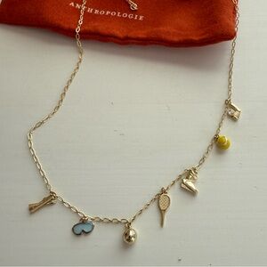 NEW Anthropologie Gold Charm “Sport” themed Necklace with Colorful Accents